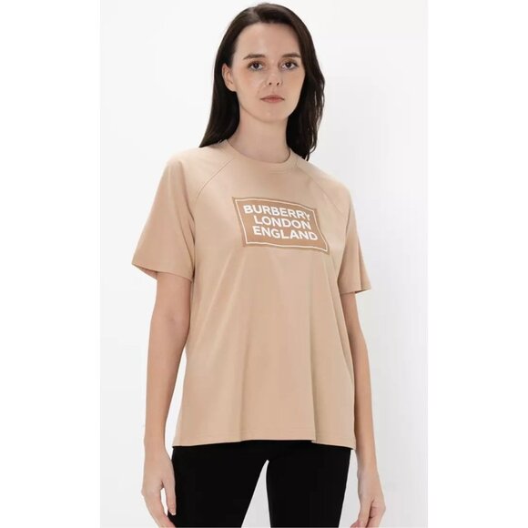 Burberry Women’s Margot Logo Print Short Sleeve T-shirt Soft Fawn M 8084350 - Picture 9 of 9